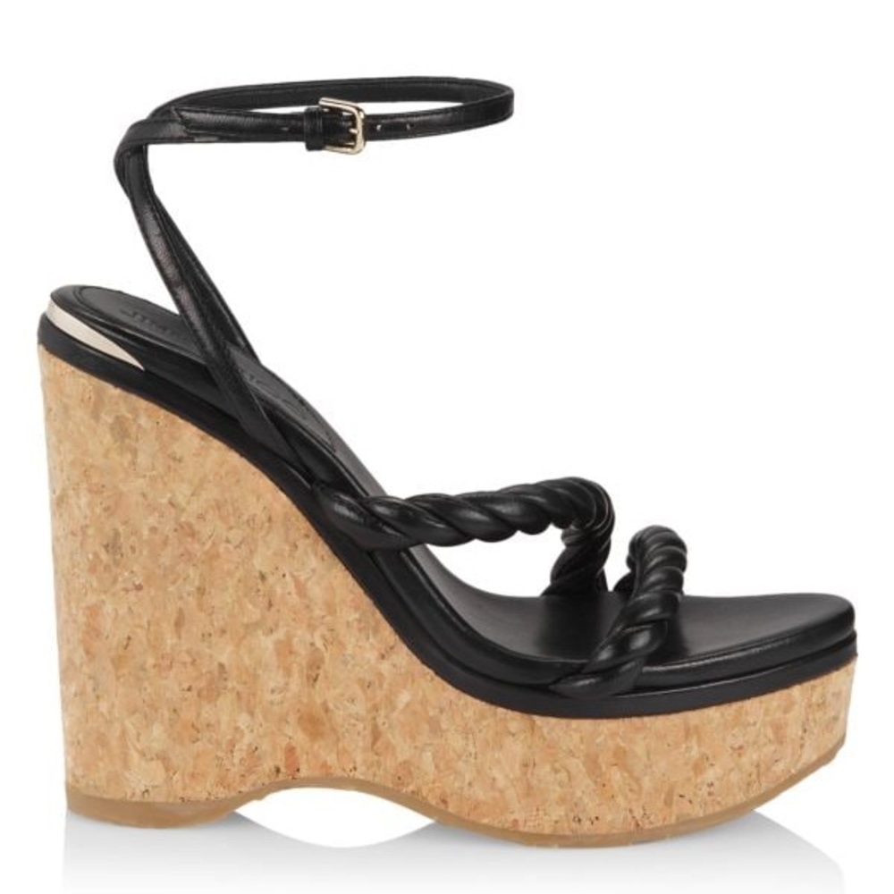 Jimmy Choo Dosia Wedge 130 ~ Black Leather ~ Size 38 ~ BRAND NEW NEVER WORN!